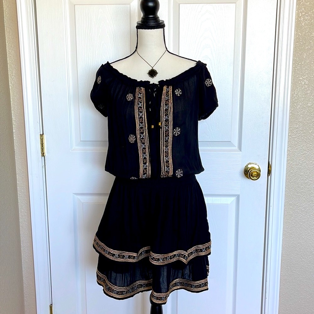 Boston Proper Black and Gold Dress. Size Small.